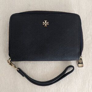 Tory Burch Navy Blue Saffiano Leather Wristlet Wallet